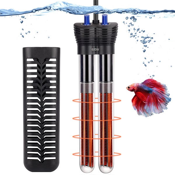 fishkeeper 600W/800W Aquarium Heater for 60-220 Gallon, Double Tube  Adjustable Fish Tank Heater Double Heating Speed Submersible Glass Water  Heater