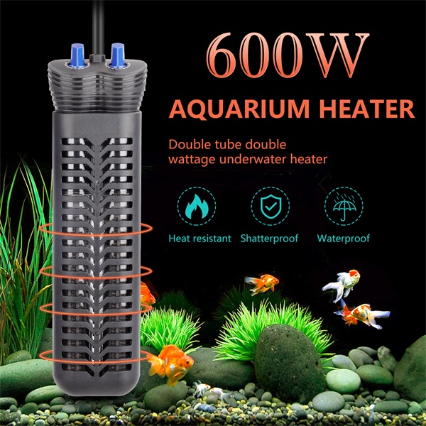 fishkeeper 600W/800W Aquarium Heater for 60-220 Gallon, Double Tube  Adjustable Fish Tank Heater Double Heating Speed Submersible Glass Water  Heater