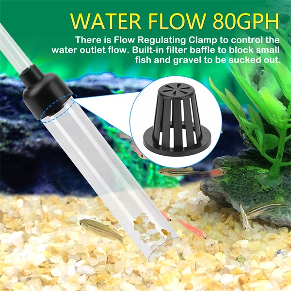 fishkeeper Fish Tank Cleaning Tools Gravel Vacuum for Aquarium,  80GPH/256GPH Fish Tank Vacuum Gravel Cleaner, Sand Cleaner/Water  Changer/Remove Dirt