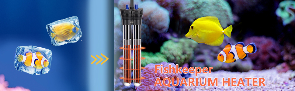 fishkeeper 600W/800W Aquarium Heater for 60-220 Gallon, Double Tube  Adjustable Fish Tank Heater Double Heating Speed Submersible Glass Water  Heater for Saltwater Freshwater Fish Tank 