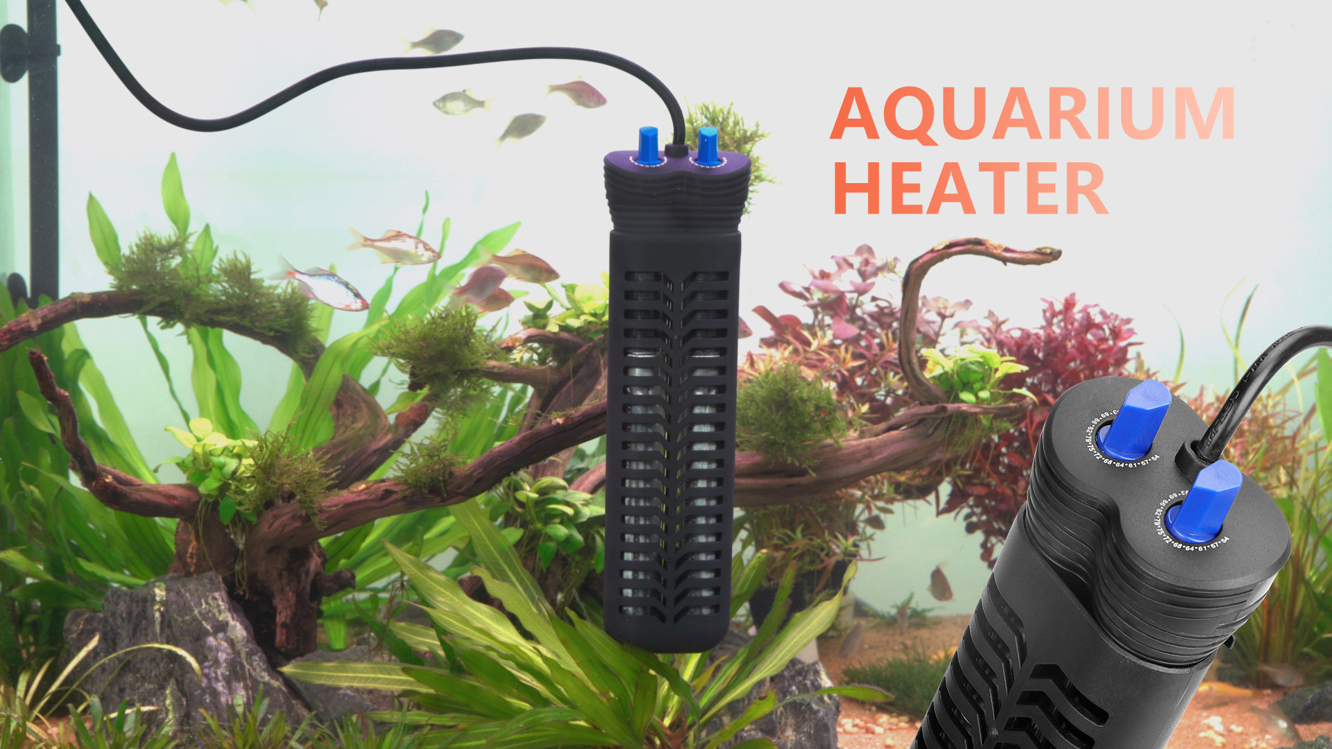 fishkeeper 600W 800W Aquarium Heater for 60-220 Gallon, Double Tube Adjustable Fish Tank Heater