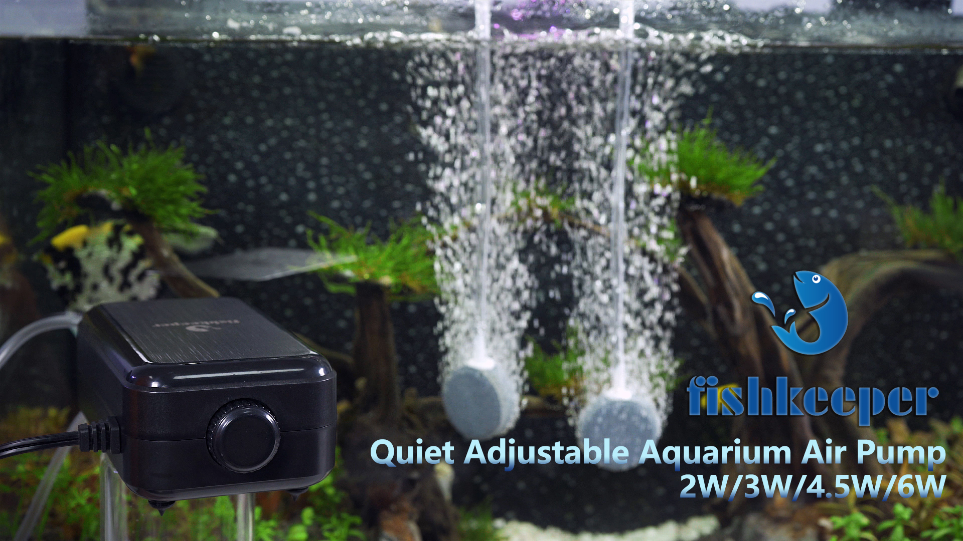 fishkeeper Aquarium Air Pump Ultra Quiet Adjustable Fish Tank Aerator